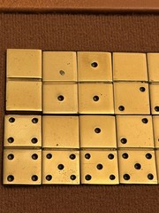 Vintage Mid-Century Solid Brass Double Six Dominoes Set(28) in FauxLeather Case