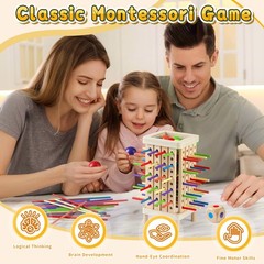 Montessori Game Wooden Board Game, Multiplayer for 4-8, Math Educational, Fin…