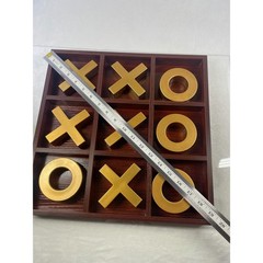 Large Decorative Gold and Wood Tic Tac Toe Coffee Table Game Set 12×12 Board