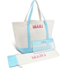 Sunnymove 3 Pcs Empty Mahjong Canvas Bag Gift Embroidered American Mahjong Set