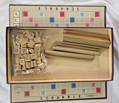 Vintage Scrabble Game 1948/1953 Selchow & Righter Complete 100 Tiles 4 Holders