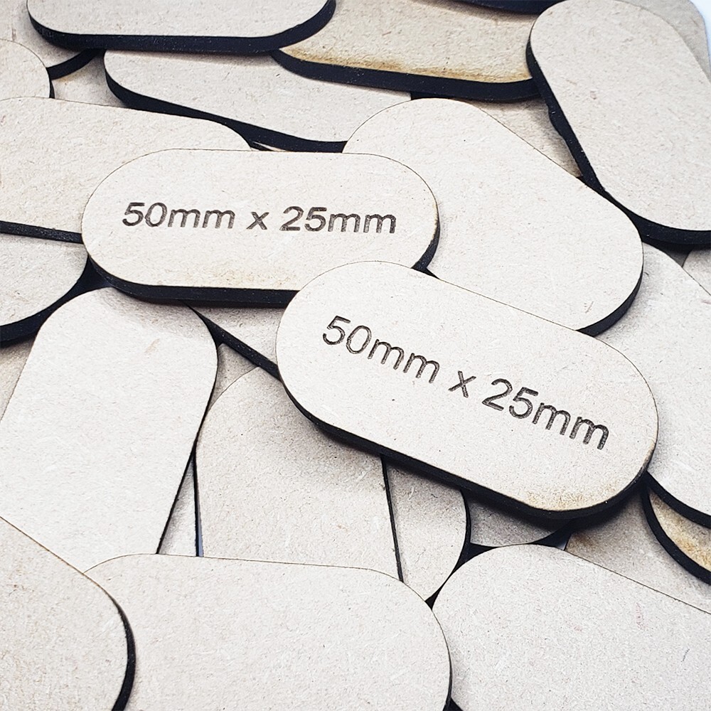 MDF 3mm Pill Miniature Bases 50mm x 25mm Pack of 10 | TTRPG Scenery