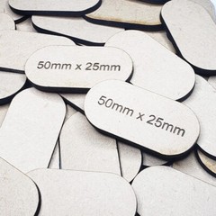 MDF 3mm Pill Miniature Bases 50mm x 25mm Pack of 10 | TTRPG Scenery