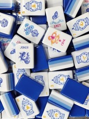 US Stock American Mahjong Tiles 160 Blue and White Porcelain Mahjong Set