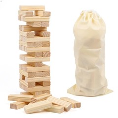 Wooden Tumbling Tower Block Game 54 PCS Stacking Game for Kids Adults