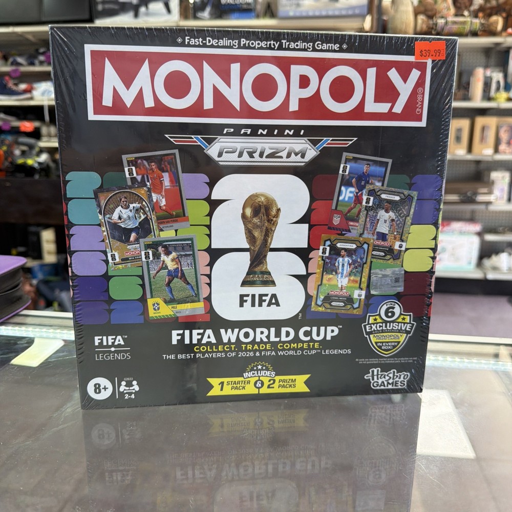 Monopoly Panini Prizm FIFA World Cup Board Game Includes 1 Starter & 2 Prizm Pk