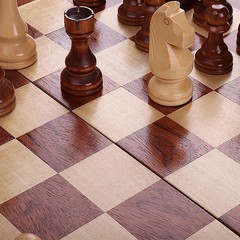 15” Walnut Chess Set with Storage Board for Adults & Children, 2 Players