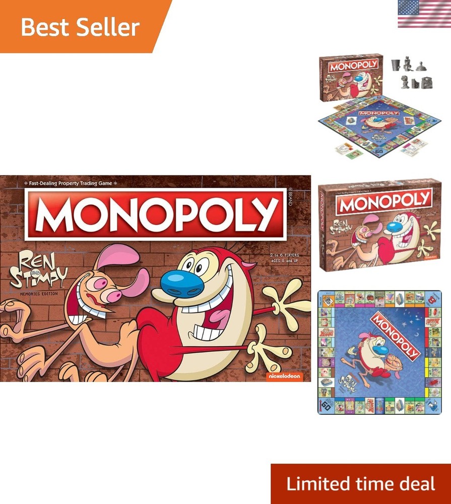 Classic Monopoly: Ren & Stimpy Edition – Custom Tokens & Game Cards Included
