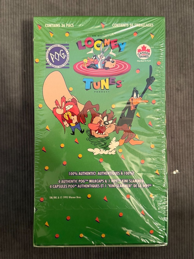 RARE 1995 Looney Tunes POG Factory Sealed 36 Pack Display Box Canada Games WPF