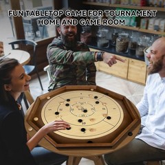 27 Inch Tournament Crokinole Board Game, 2 in 1 Crokinole and Checkers with 22”