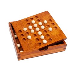 Wooden Solitaire Traditional Board Game Marble Child Classic Educational Toy