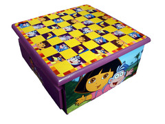 Dora The Explorer Wooden Checkers & Game Chest Dora Swiper Figure Pawns