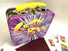 Vintage 1996 Gogo’s Crazy Bones Metal Lunchbox w/Various Game Pieces & Stickers