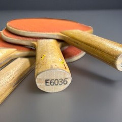 (4) Vintage Wilson E6036 Wooden Ping Pong / Table Tennis Paddles Orange/Brown