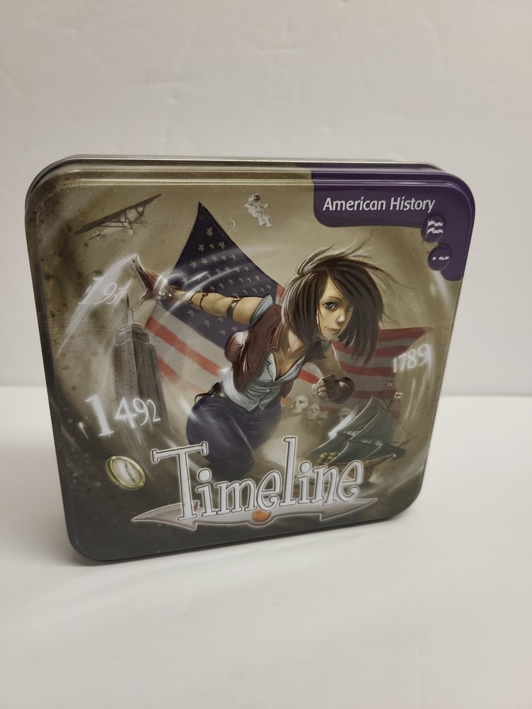 Timeline American History Card Game Asmodee 108 Cards in Tin Excellent!