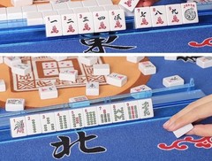 American Mahjong Set 166 Tiles Complete Rack Pushers Blue Carrying Bag
