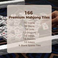 Kyerlish American Mahjong Tile Set with Blue Printed Carrying Bag, Print