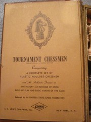 VINTAGE 1945 E.S.LOWE TOURNAMENT CHESSMEN (CHESS PIECES & BOOK – 1ST EDITION)