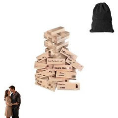 48 pcs Tower Games,Wooden Couples Date Night Stacking Block,for Valentine Lover