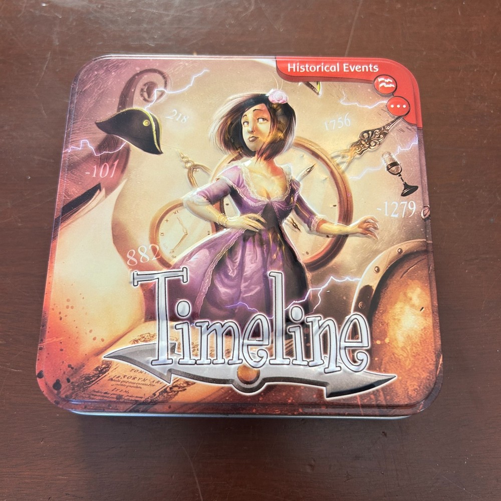 Asmodee Timeline Historical Events Card Game Tin Frederic Henry 8+ 2-8 Complete