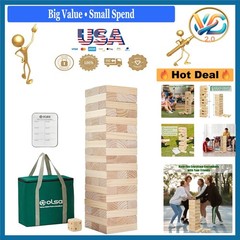 Giant Tumble Tower 57PCS Wooden Block Yard Game Indoor Outdoor Family Fun