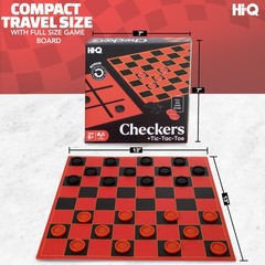 2 in 1 Black Red Checkers and Tic Tac Toe Family Game Set Portable Fun