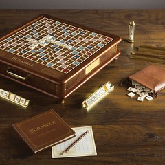 Scrabble Luxury Edition with Rotating Wooden Game Board by Winning Solutions New