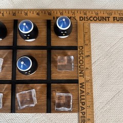 Penguin Ice Cube Tic Tac Toe Wooden Board Game Handmade Winter Coffee Table