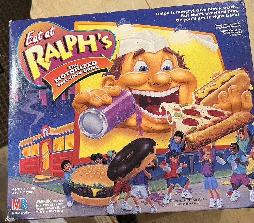 1992 Milton Bradley Eat At Ralph’s Motorized Fast Food Game COMPLETE Untested MB