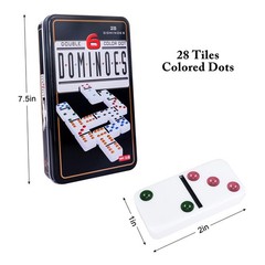 Double Six Dominoes Set for Adults, Classic Domino Game with Tin Box – 28 Tiles