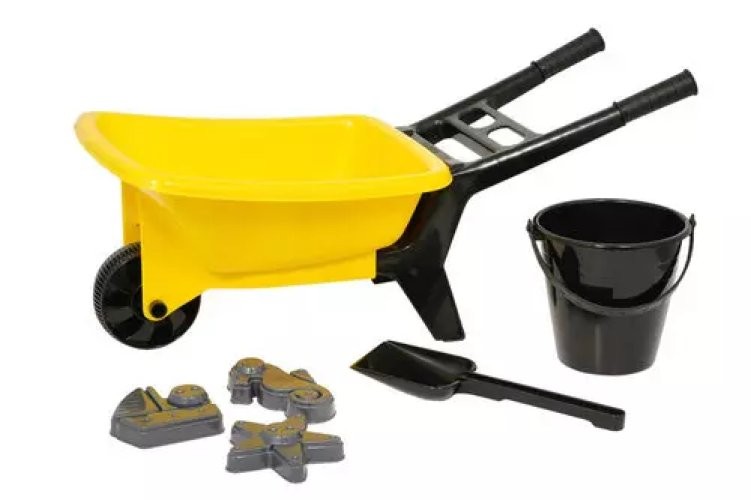 6410310113149 Taczka 56 cm z akcesoriami do piasku Żółta PLASTO Tactic