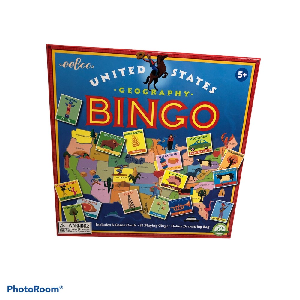 eeBoo United States Map US Geography Bingo Ages 5 Up Educational Game