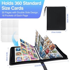 360 Pockets Binder Card Sleeves Double-Sided 9 Pocket 2.6×3.6 inch, 20 Pack