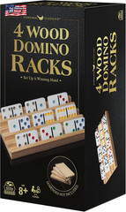 Spin Master Games, Wooden Domino Racks, Set of 4 Trays for Mexican Train Dominoe