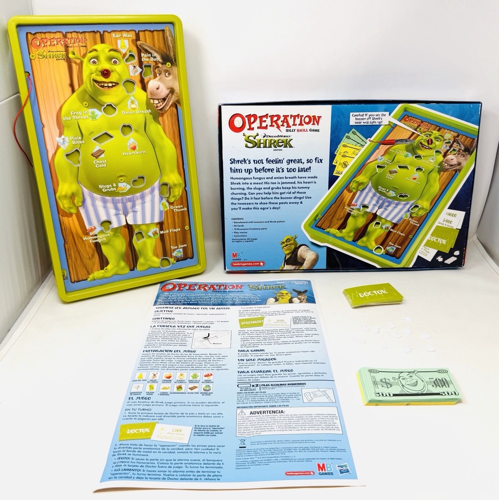 Operation Shrek Edition Hasbro 2010 95% Complete Dreamworks -SEE DESCRIPTION