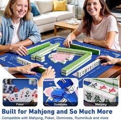 American Blue Mahjong Game Mat Non Slip 31.5 x 31.5 inches Table Top Playing