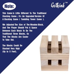 Giant Tumbling Tower Game 51pcs Wooden Blocks Stacking Up to 5.5 Feet – Fun