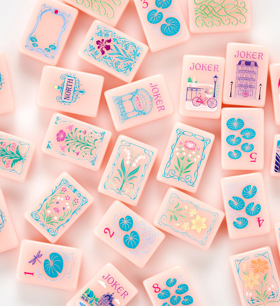 NEW! Pink Paris Mahjong Tiles – 160 American Engraved Tiles – Beautiful!