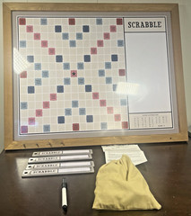 Scrabble Deluxe Vintage 2-in-1 Wall Edition with Dry Erase Message Note Board