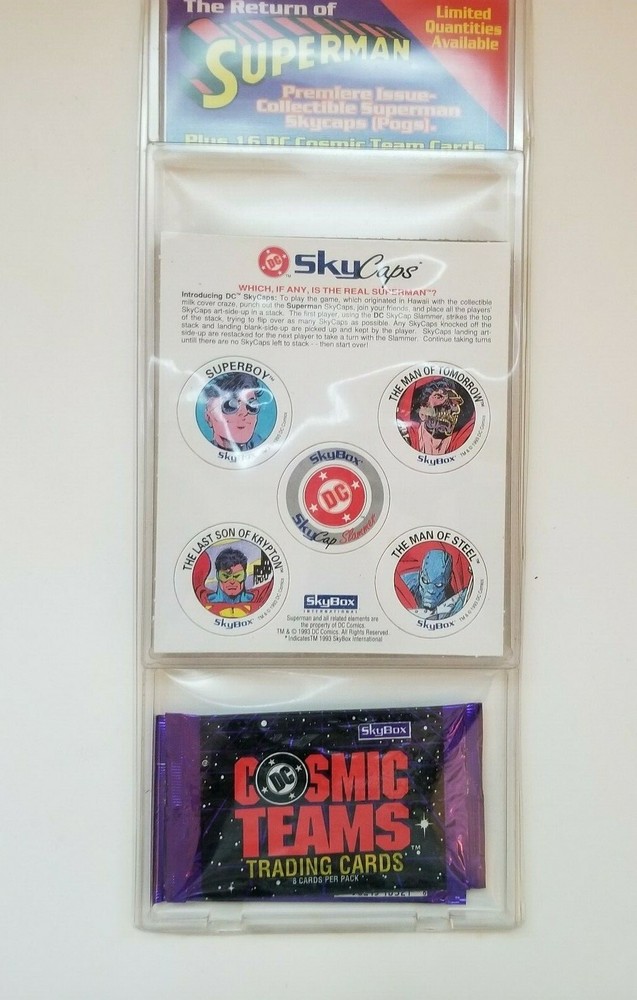 1993 Skybox limited Edition Team Cards & Skycaps (Pogs)Return of Superman Sealed