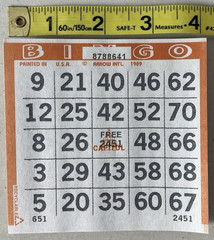 600 PAPER Bingo Cards by Capital Games Square 1 On Single Sheets 6 Asst Colors