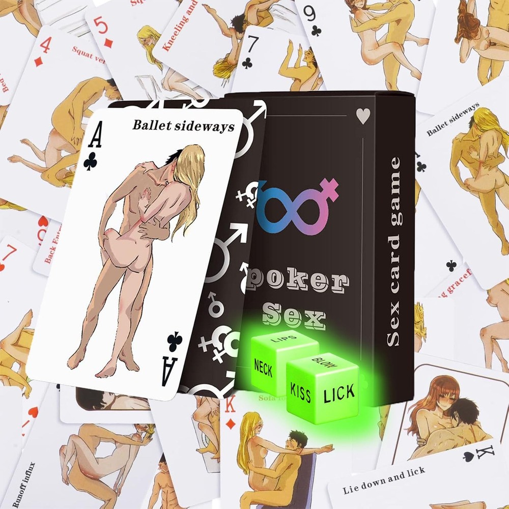 Sex Cards Sex Dice Set Couples Games – 54 Positions Cards Sex Game with 2 Glo…
