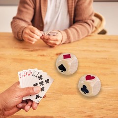 Trump Marker Dice Set 2PCS – Wooden Euchre Cube 1.57” with Black Velvet Storage