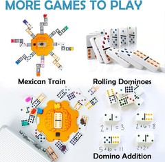 Mexican Train Dominoes Set Double 12 Colorful Dot Pips Real Sound Effect Hub