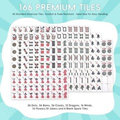 Travel Mahjong Tile Set – 166 1.2″ Tiles, Storage Box, Dice, Chips & Manual