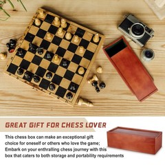 Heavy Slide-top Chess Pieces Storage Box Wooden Case Only 12.5 x 5.5 x 4 Inch…