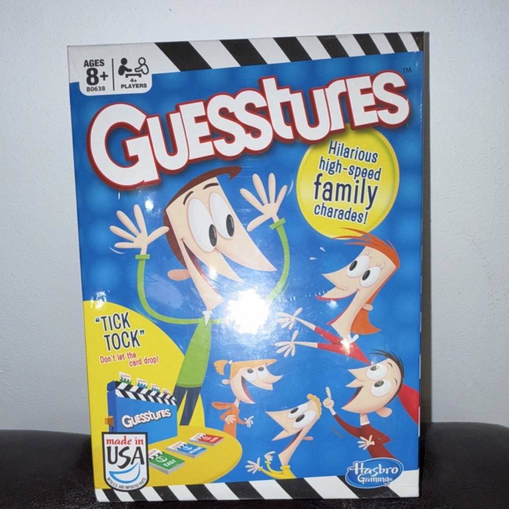 Hasbro Guesstures Family Charades Board Game 3 Levels Over 600 Words Ages 8+