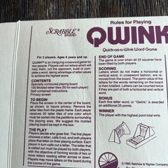 Scrabble Qwink Quick As A Wink Word Game Vintage Selchow & Righter Complete 1985