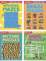 HIGHLIGHTS Kids Activity Puzzle Book Set 4 Fun Books Mazes Word Games Brain, NEW