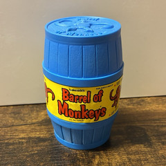 Lakeside Barrel of Monkeys Vintage 1970 Blue Barrel Red Monkeys w/ Instructions